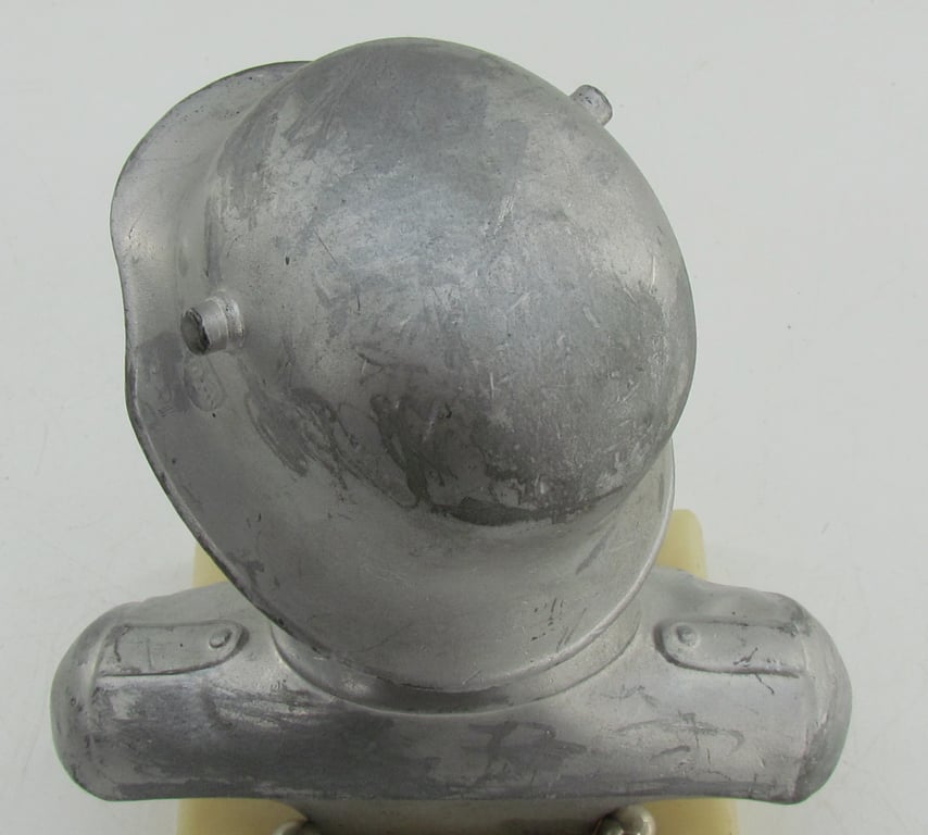 “German Wehrmacht soldier bust desk decoration on marble base.”