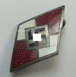 HJ (ie. 'Hitlerjugend') enamelled lapel-pin (ie.: 'Raute') with...
