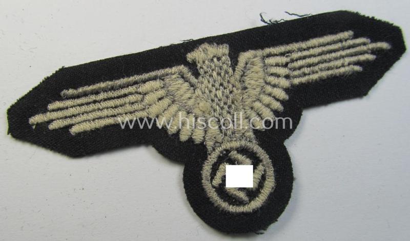 Superb example of a mid- (ie. later-war-) pattern, 'SS' (ie. 'Waffen-SS') so-called: 'RzM-style' enlisted-mens'-/ie. NCO-pattern arm-eagle as was intended for usage by the various Waffen-SS troops throughout the war