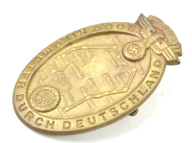 German NSKK Tinnie Badge '2000km Durch Deutschland'