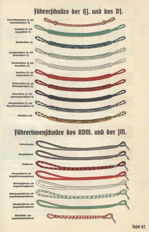 Attractive - and actually scarcely encountered! - so-called: BDM/JM 'leaders-lanyard' (ie. 'Führerinnenschnur') as was intended for usage by a: 'Mädelscharführerin u./o. Jungmädelscharführerin'