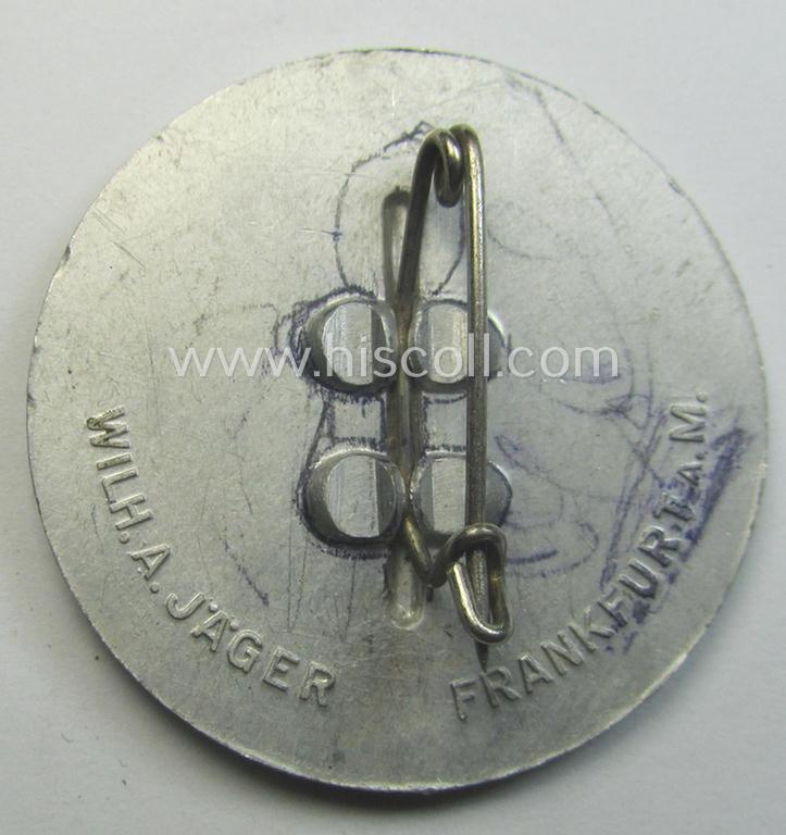 Commemorative, 'HJ'-related 'tinnie' being a maker- (ie. 'W. Jäger'-) marked example depicting the text: '2. Gebietsaufmarsch - Nordsee (7) Bremen - 1937 - Nordsee H.J. Dankt der alten Garde'