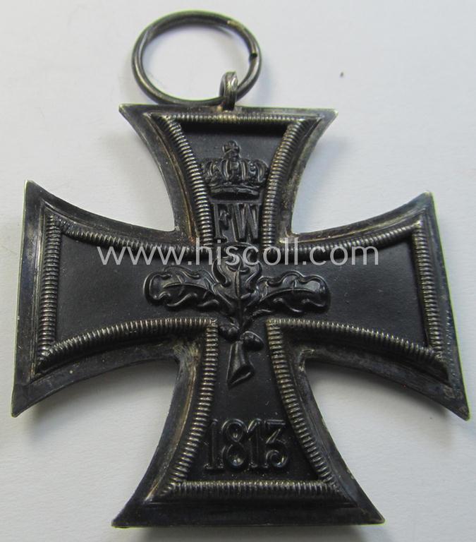 Attractive, WWI-period: 'Eisernes Kreuz II. Klasse' (or: iron cross second class) being a typical maker-marked example that comes together with its (minimally) confectioned but long-sized piece of ribbon (ie. 'Bandabschnitt')