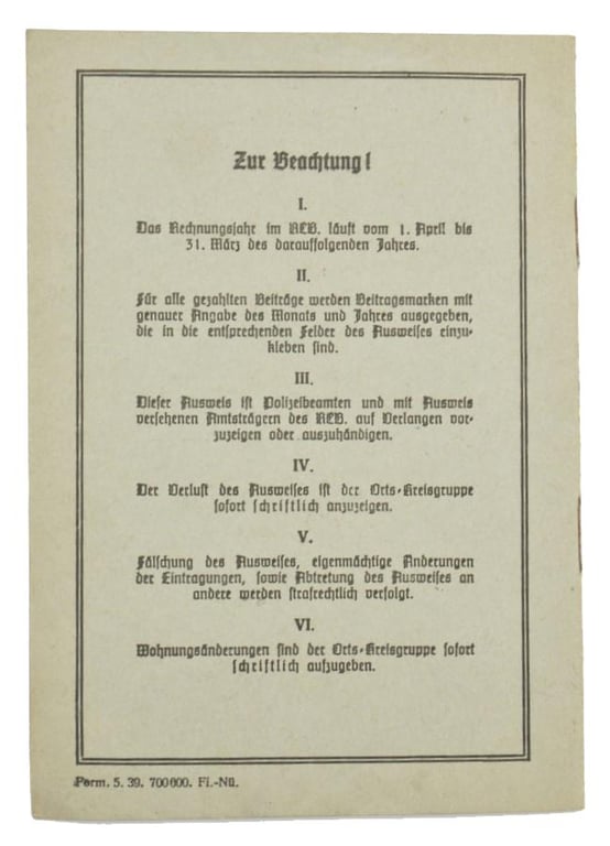 German RLB Member Card
