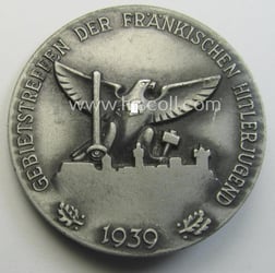 Commemorative silver-toned 'HJ'- (ie. 'Hitlerjugend'-) related 'tinnie' being...