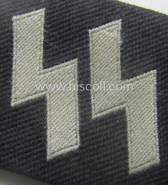 Waffen-SS - so-called: 'BeVo'-woven, enlisted-mens'- (ie. NCO-) type so-called: 'runes'-collar-tab as was intended for usage by the soldiers (ie. NCOs) of the Waffen-SS throughout the war