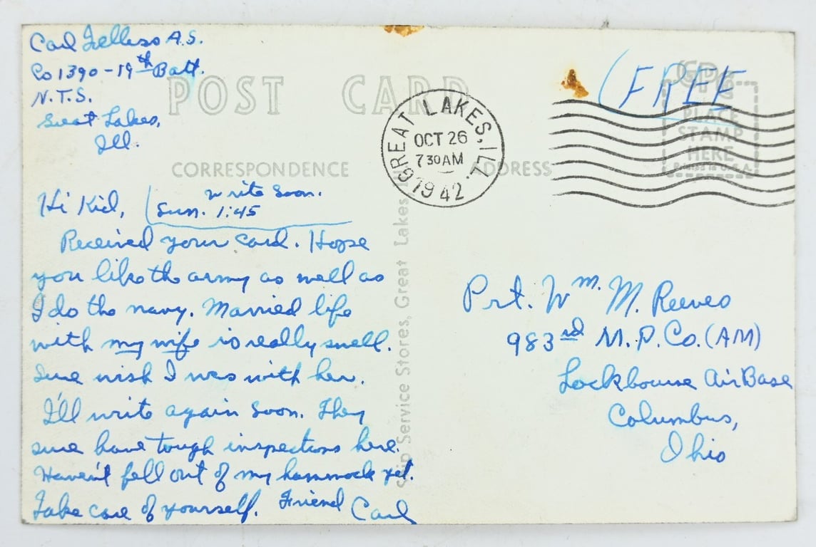 US Navy WW2 Postcard 1942