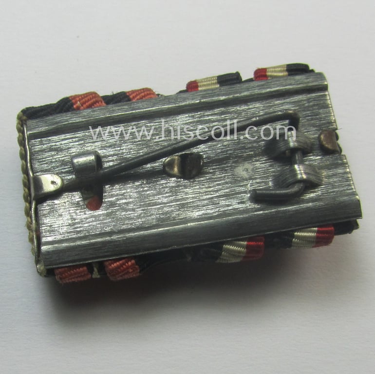 2-pieced, WH (Heeres etc.) ribbon-bar (ie. 'Band- o. Feldspange') that is showing the ribbons for an: 'EK II.Kl.' and a Czech 'Anschluss'-medal (and having a detailed miniature 'Prager Burg-Spange' period-attached!)