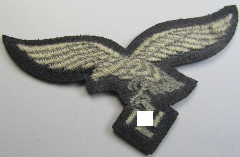 Neat, 'mint- ie. unissued' example of a WH (Luftwaffe) 'standard-issue'-pattern breast-eagle (ie. 'Brustadler für Mannschaften u. Uffz. der Luftwaffe') being a machine-embroidered example as was worn throughout the war
