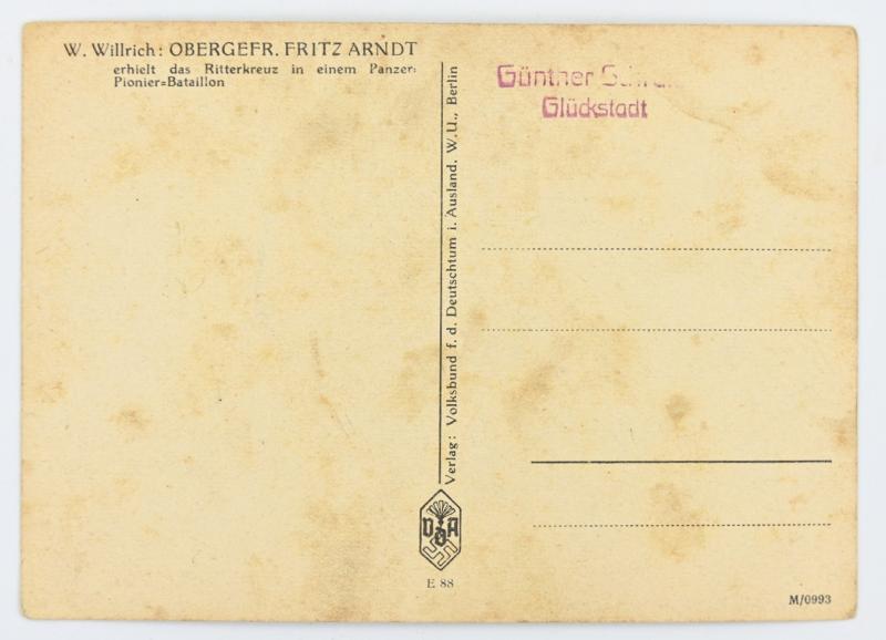 German Willrich Postcard 'Obergefreiter Arndt'