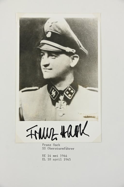 Signature of Waffen-SS KC& OLC Recipient Franz Hack