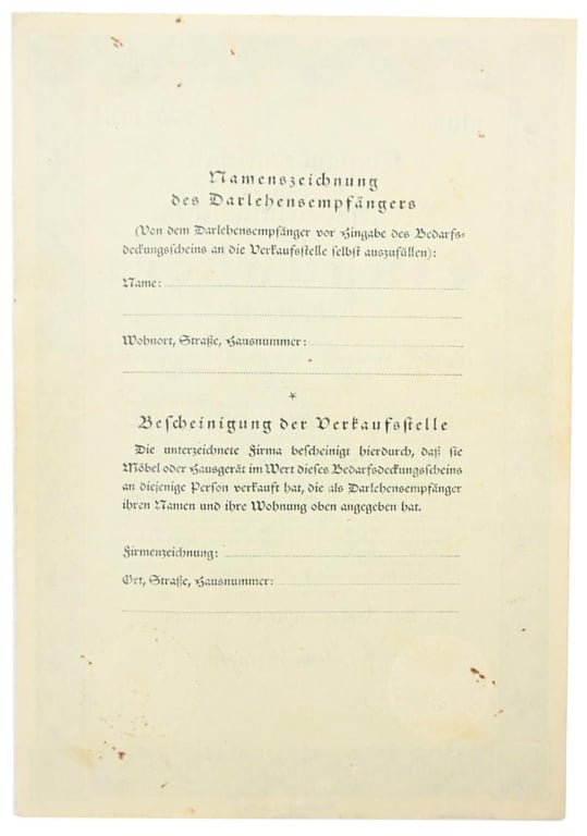 German Third Reich Era Marriage Loan Certificate