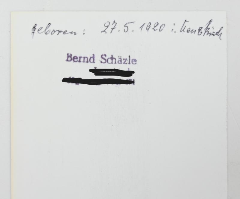 Signature of Wehrmacht Heer KC Recipient 'Bernd Schäzle'