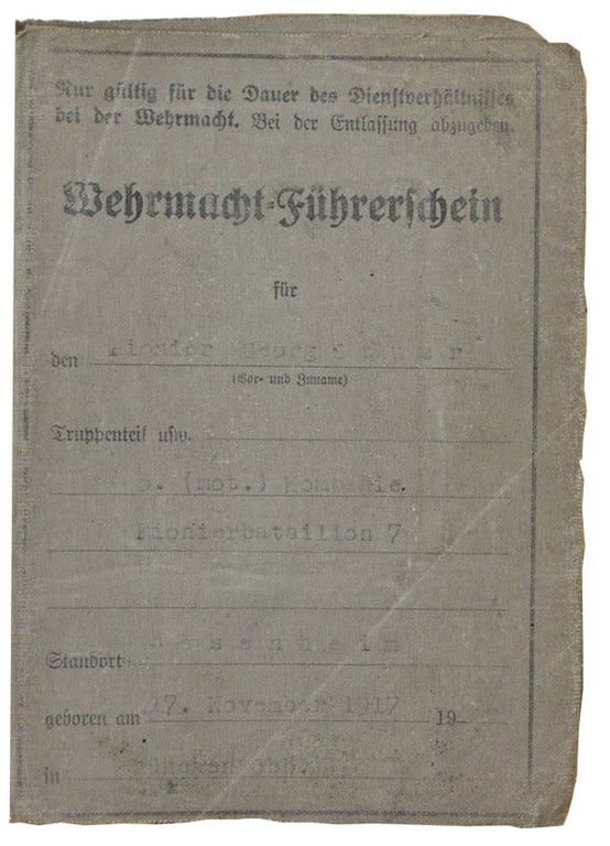 German WH Drivers License 'Pioneer'