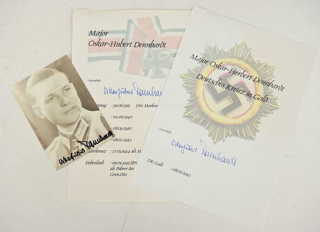 Signature of Wehrmacht Heer KC Recipient 'Oskar-Hubert Dennhardt'