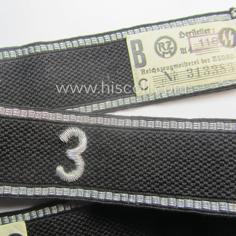 Superb, 'Allgemeine-SS', so-called: 'RzM-styled' (and neatly hand-embroidered!) cuff-title (ie. 'Ärmelstreifen') as was intended for usage by the soldiers (ie. NCOs and/or officers) attached to the: '3. SS-Standarte' "Thüringen"