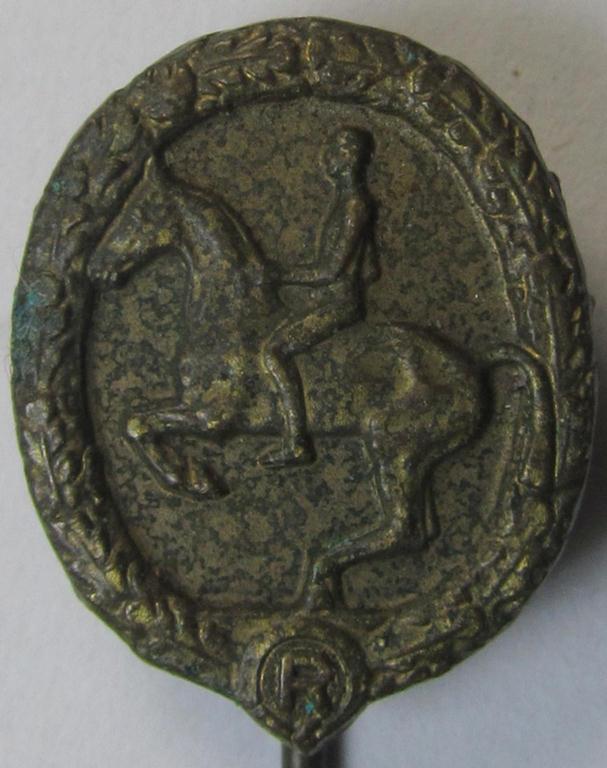 Attractive - and actually fairly scarcely encountered! - so-called: 'Deutsches Reiterabzeichen der 3. Klasse (ie. 'in Bronze') being a maker- (ie. 'L.Chr. Lauer'-) marked example that comes together with its accompanying 'Halbminiatur'