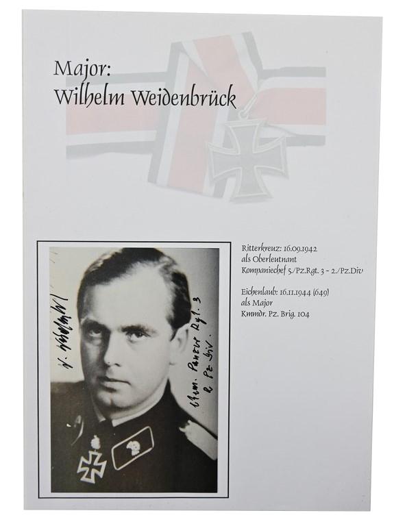 Signature of Wehrmacht Heer KC&OLC Recipient 'Wilhelm Weidenbrück'