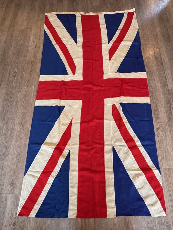 WWII BRITISH STAMPED PANEL STITCHED PATRIOTIC UNION JACK FLAG