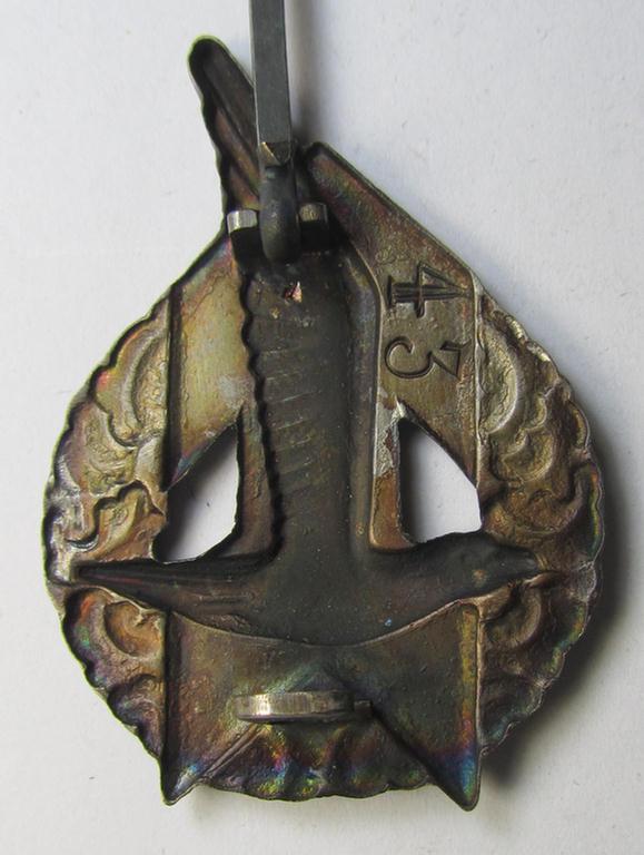 Superb - and presumably Dutch-produced! - example of a (male) NJS- (or: 'Nationale Jeugdstorm'-) related youth-sports-badge of the silver-class (being an attractive example that shows a unique, engraved serial-number on its back)