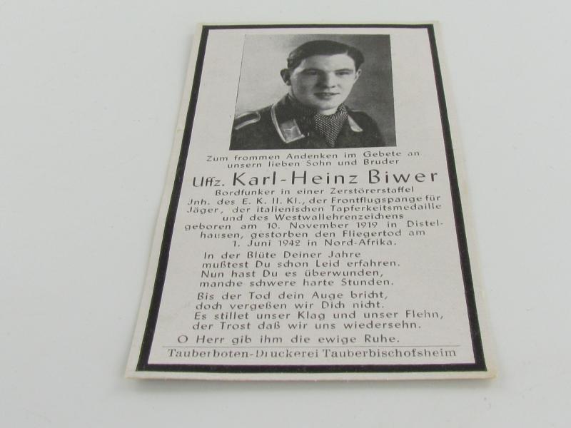 Luftwaffe radio operator Death Card