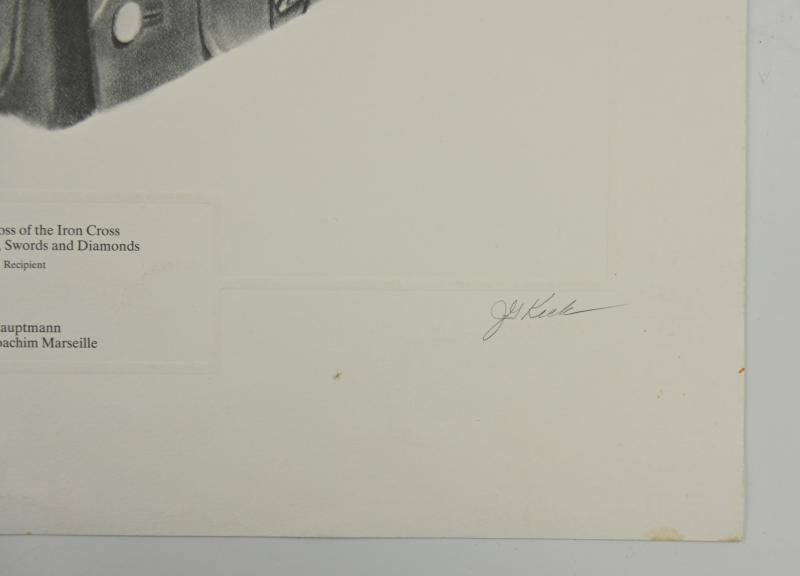 German Litho Print of LW Flight Ace 'Hans-Joachim Marseille'