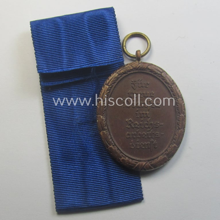 'Reichsarbeitsdienst der weiblichen Jugend' (or: RADwJ) so-called: 'Dienstauszeichnung der 4. Stf. in Bronze' that comes with its period ribbon (ie. 'Bandabschnitt')