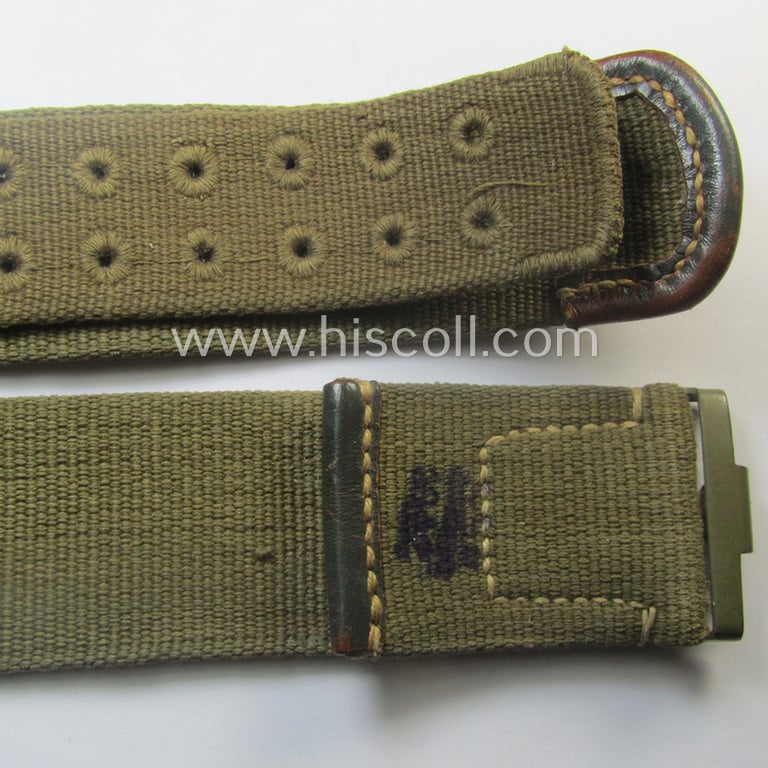 Superb, WH (Heeres ie. LW etc.) 'tropical-issue'- belt (ie. 'Koppelriemen') being a 105 cms.-sized- and typical maker-marked ie. '1942'-dated example