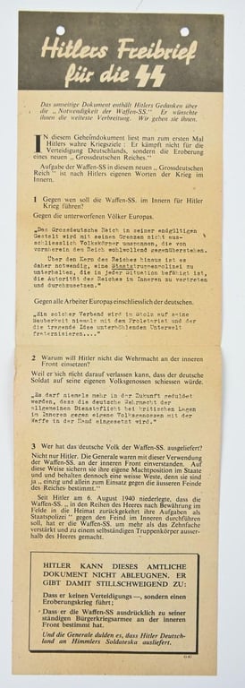 Allied WW2 Droppingsflyer 'Waffen-SS'