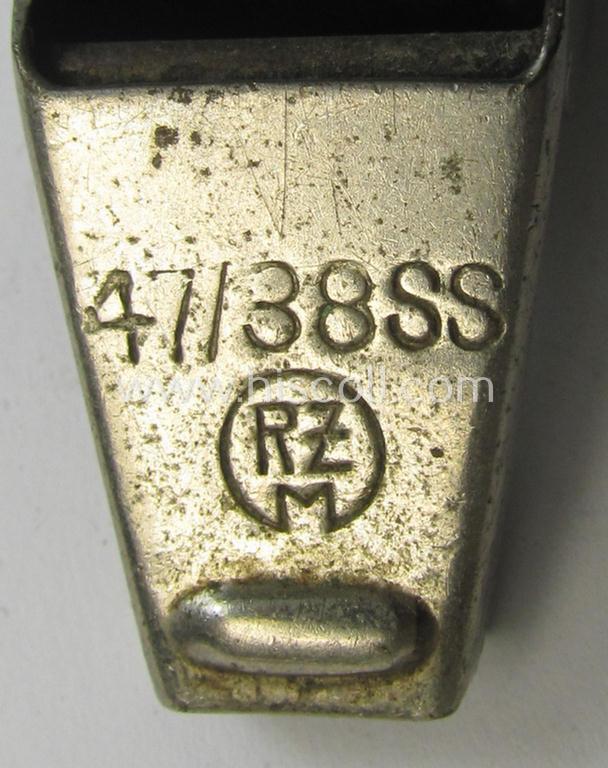 Superb - and actually never before encountered and with certainty seldomly seen! - nickle-chrome-based service-flute (ie. 'Dienstflöte') being a nicely preserved example that shows the stamped-designation: '47/38 SS' on its top