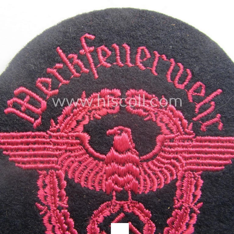 Fire-brigade (ie. 'Feuerwehr'-related-) armbadge (ie. arm-eagle) entitled: 'Werkfeuerwehr'