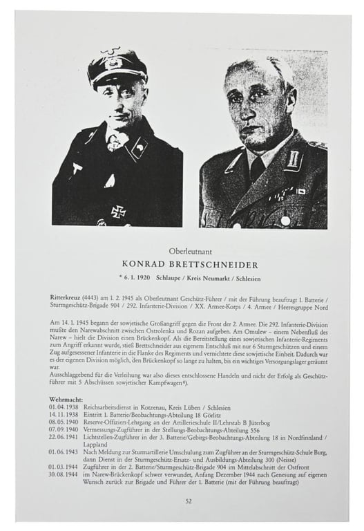 Signature of Wehrmacht Heer KC Recipient 'Konrad Brettschneider'