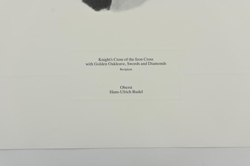 German Litho Print of LW Flight Ace 'Hans-Ulrich Rudel'