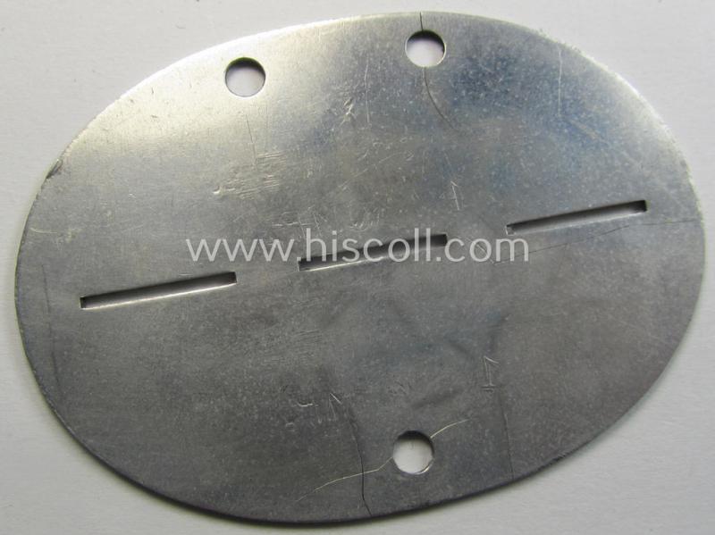 Aluminium-based, WH (Heeres) ie. 'Pioniere- o. Bau-Truppen'-related ID-disc that shows the designation: 'Bau-Btl. 79 - 3. Komp.'