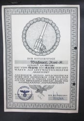 Hitler Youth Flak Helper   certificate – - Ex...