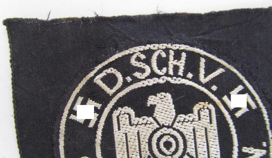 Attractive - and with certainty rarely encountered! - linnen-based, so-called: 'Auszeichnung für Schiessleistungen des Deutscher Schützenverbandes Gau Westfalen' (ie. DSV), being an example as was executed in so-called: 'BeVo'-weave-pattern