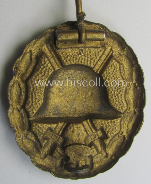 WWI-pattern, steel-based golden-class wound-badge (ie.: 'Verwundeten Abzeichen in Gold') being a detailed (and typical magnetic) example