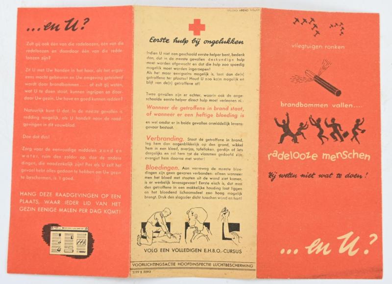 Dutch WW2 EHBO Flyer 'Brandbommen'