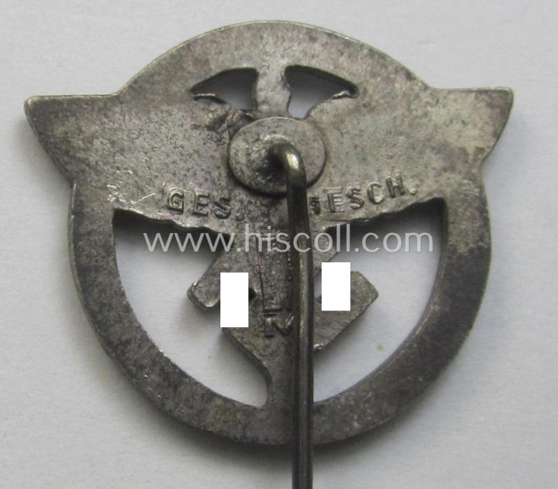 N.S.F.K.- (or: 'National Soc. Flieger Korps'-) related, sponsoring-members'-badge (ie. 'Zivilabzeichen für förderende Mitglieder') being a maker- (ie. 'M'-) marked example that is also bearing a: 'Ges.Gesch.'-designation