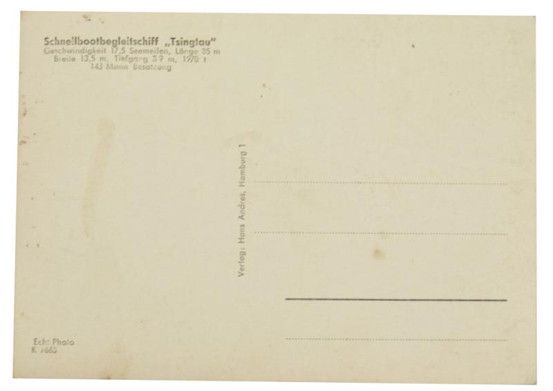 German KM Postcard 'Schnellbootbegleitschiff'