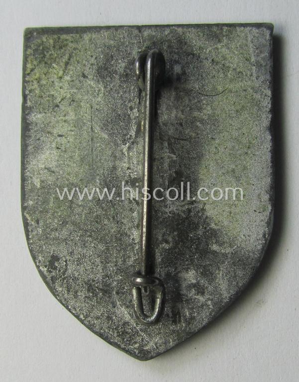 Attractive - and actually quite scarcely encountered! - WH (Heeres) so-called: 'Truppen-Traditionsabzeichen des 215. Infanterie Division' as executed in greyish-coloured zinc-based metal (ie. 'Feinzink')