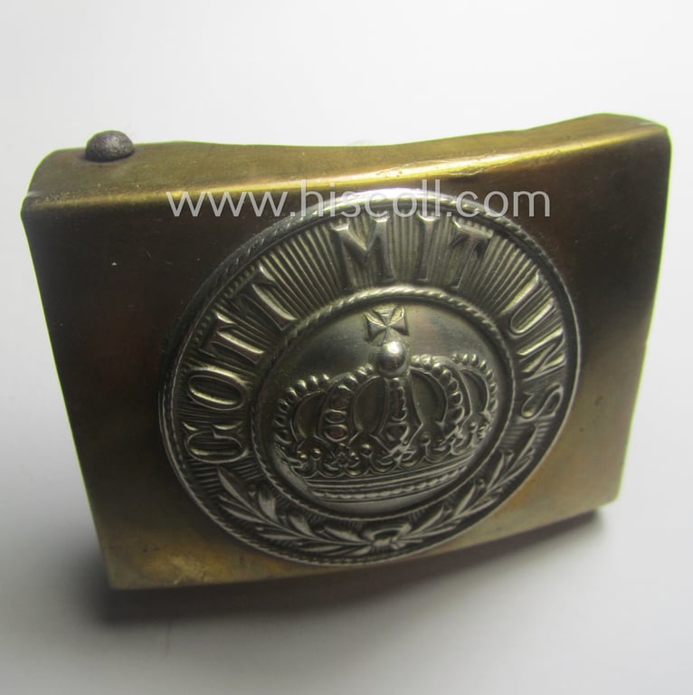 WWI-period (ie. 'Preussen'-related), copper- (ie. nickle-crome-) based, EM/NCO-type belt-buckle being a moderately used example