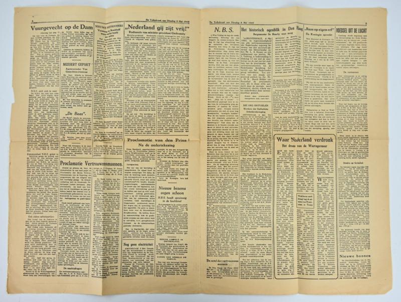 Dutch Newspaper 'De Volkskrant' May 8th, 1945