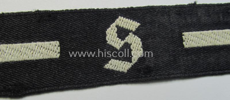 RAD (ie. 'Reichsarbeitsdienst') EM- (ie. NCO-) pattern, commemorative cuff-title (ie. 'Dienstärmelstreifen') depicting a capital 'S'-character (as was intended for commisioned-staff working on the various 'Westwall'-fortifications)