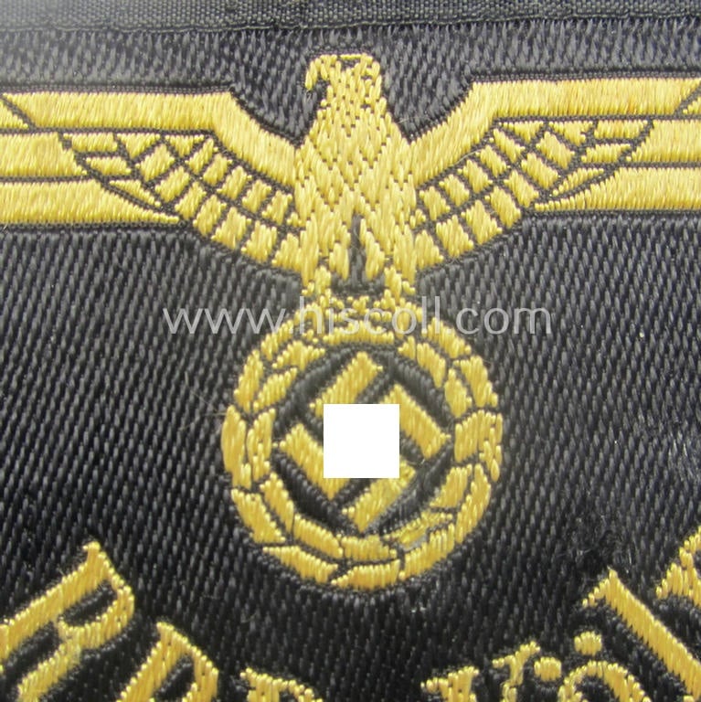 RB- ('Reichsbahn'-) related arm-eagle as executed in 'BeVo'-weave style as was intended for an official of the: 'Deutsche Reichsbahn' ie. the 'RBD Köln' (or: 'Reichsbahndirektion Köln')
