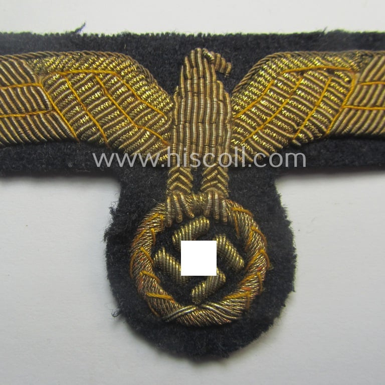 Very detailed - and clearly tunic-removed! - WH (Kriegsmarine) officers'-type, hand-embroidered breast-eagle