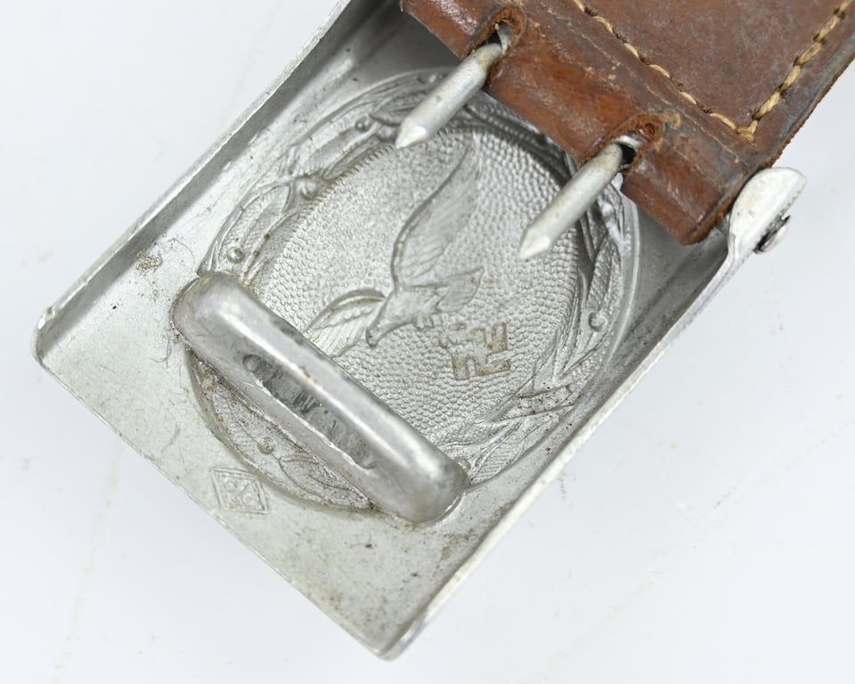 German LW Beltbuckle with Leather Tab 'Overhoff & Cie' 1939 LBA