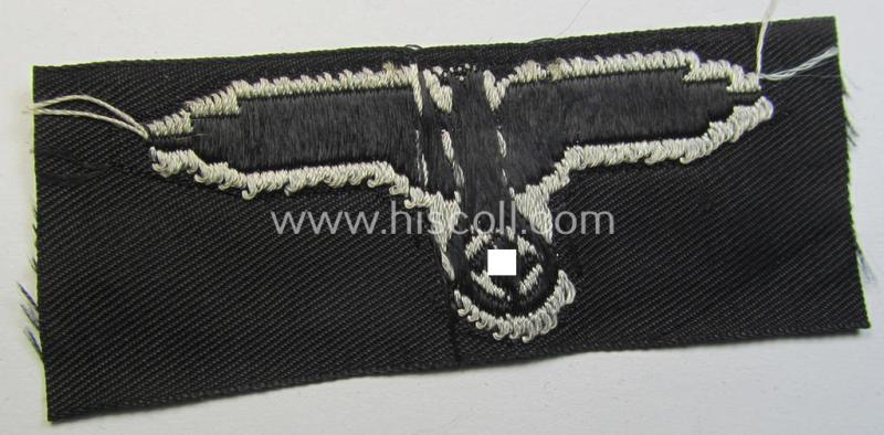 Superb, mid- (ie. later-) war-pattern 'Waffen-SS'-type so-called: 'BeVo'-pattern, EM- (ie. NCO-) type side-cap eagle that comes in a never used- (ie. unconfectioned and 'virtually mint- ie. unissued'-), condition