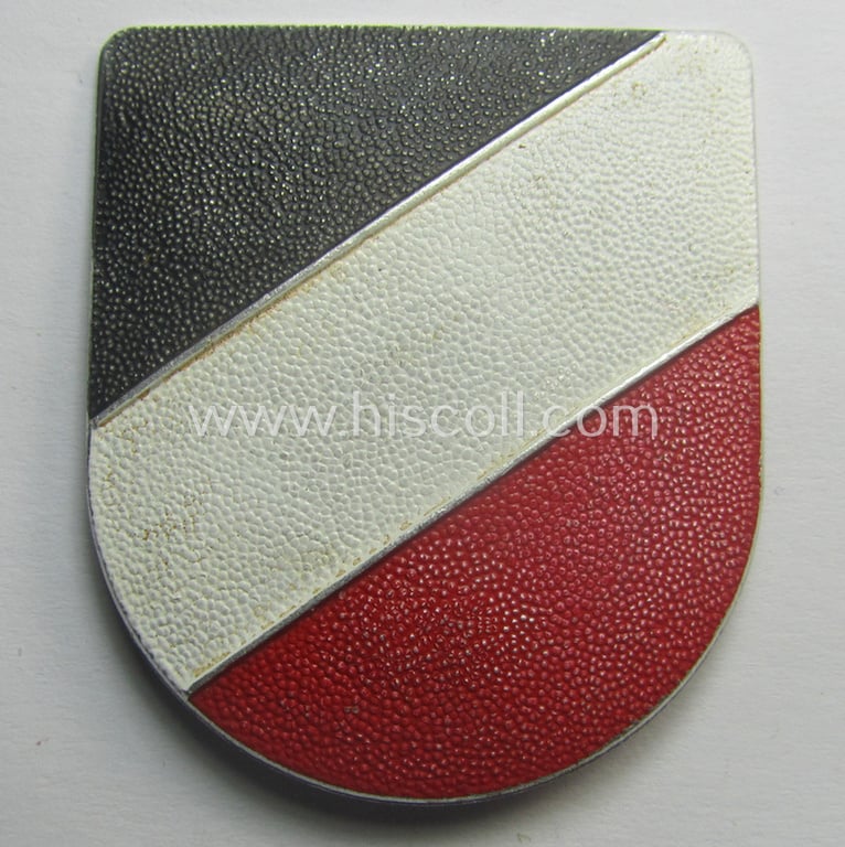 Pair of regrettably incomplete, WH (Kriegsmarine) tropical, aluminium-based eagle-'pith-helmet'-shields