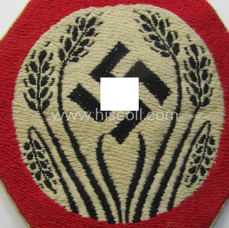 Attractive - and with certainty scarcely encountered! - early-pattern armbadge (ie. 'Ärmelabzeichen' or: 'Ärmelraute') as was specifically intended for a female member serving within the: 'Deutscher Frauenarbeitsdienst' (or: women's labour-ser...